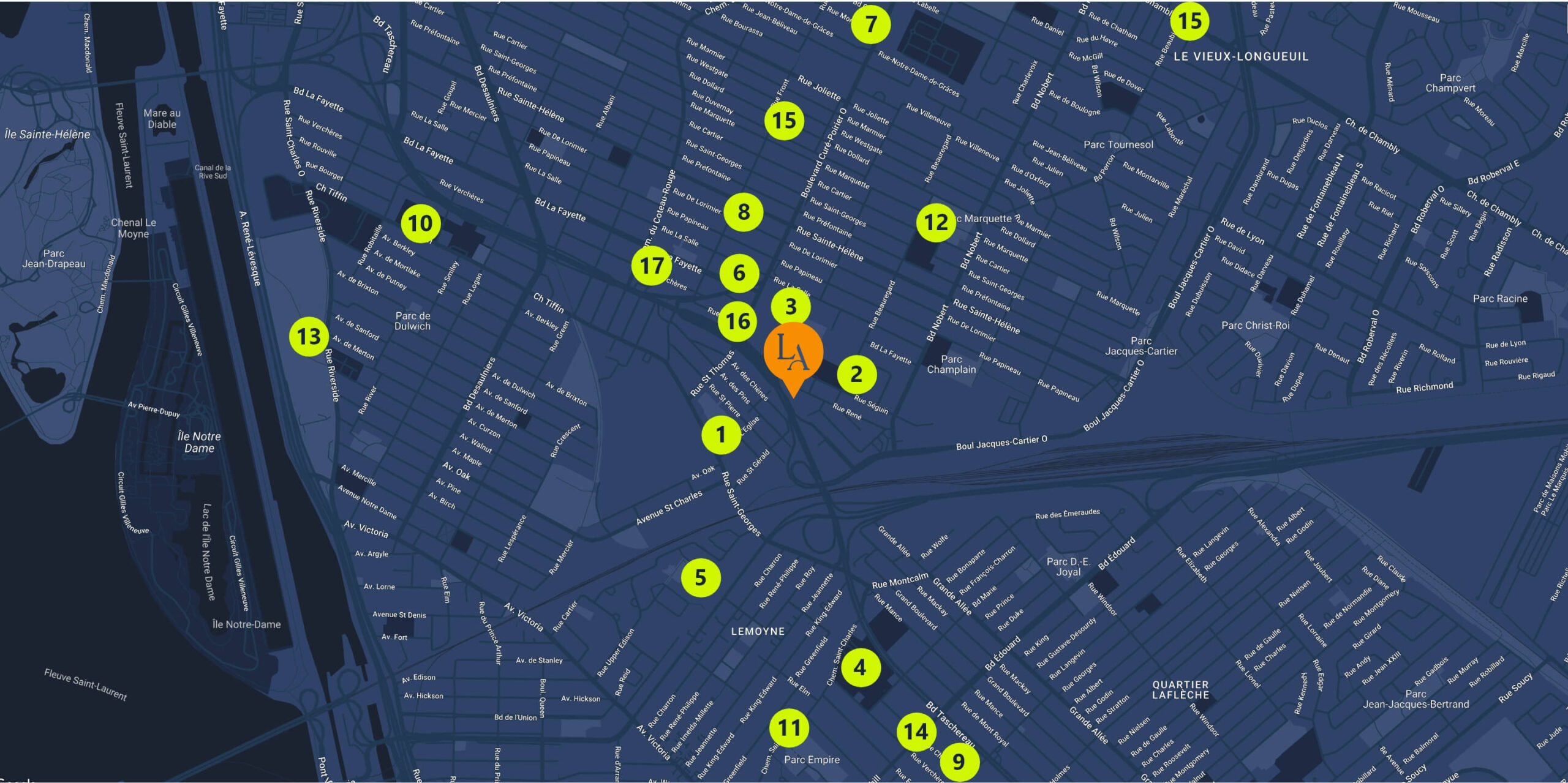 Plans des attraits situés à proximité du projet Louis-Alexandre